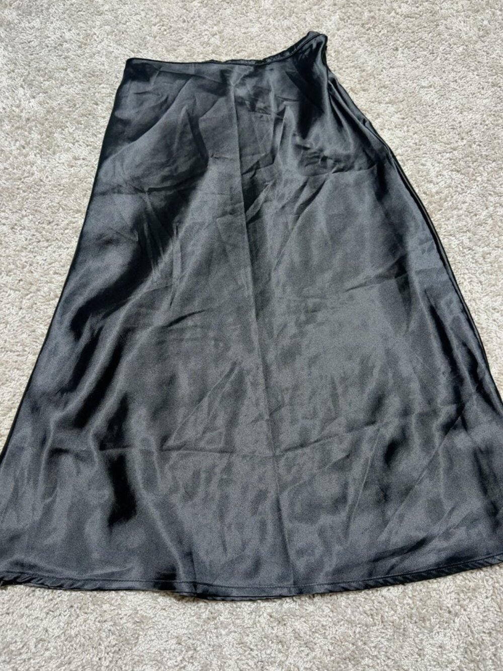 Altar'd State Black Satin Midi Skirt